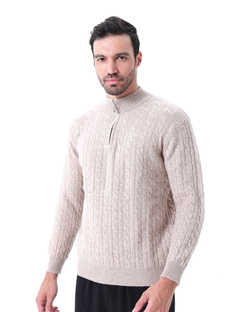 100% Cashmere Tessuto Mezza Zip