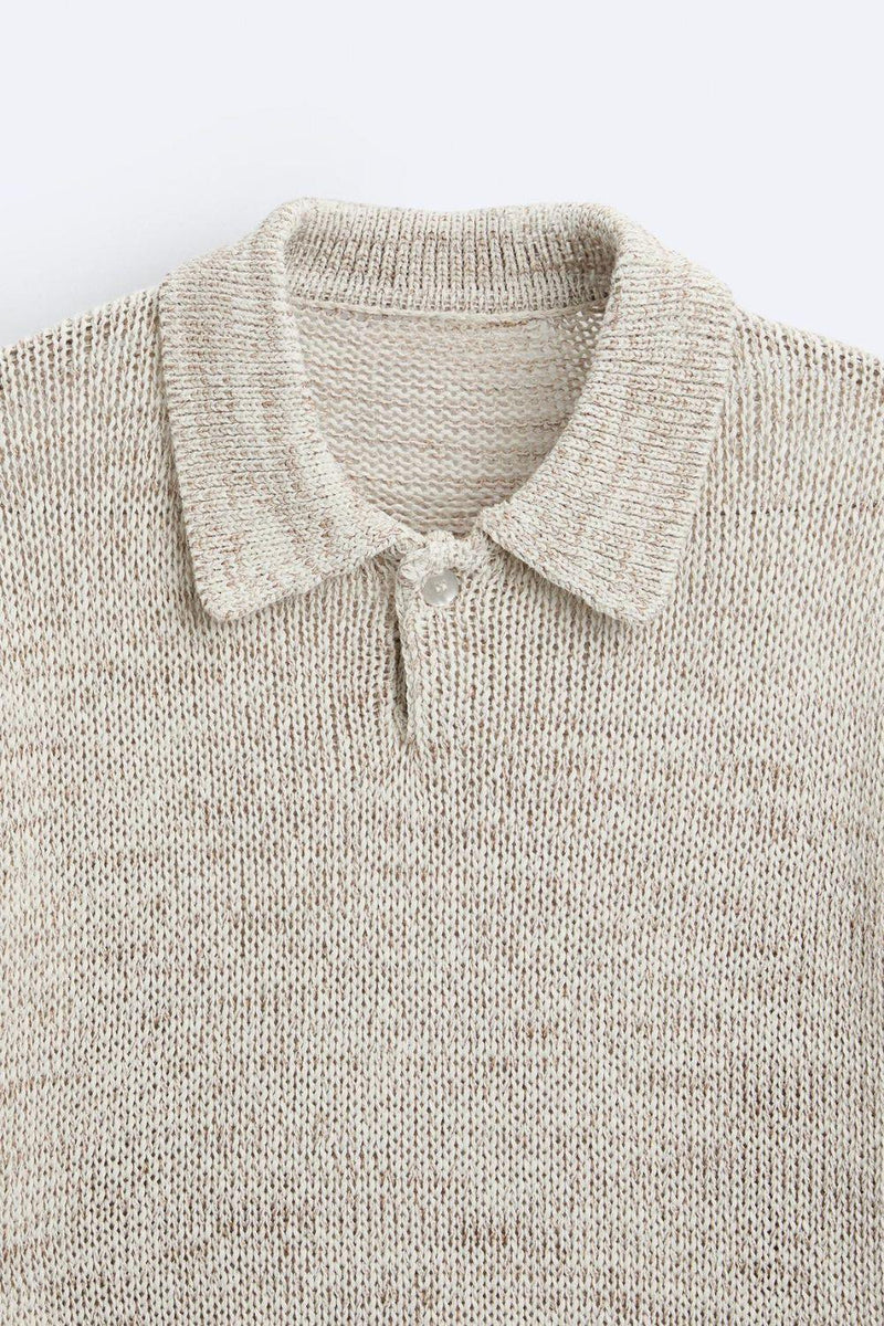 Old Money Buttoned Knit Polo T-Shirt