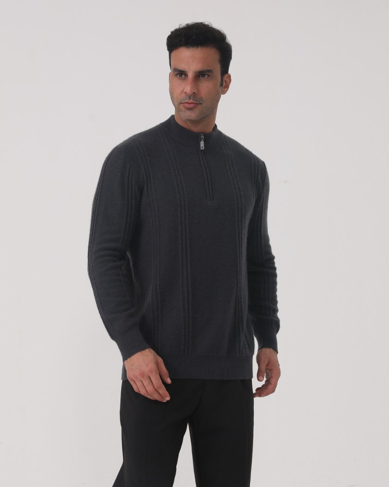 100% Cashmere a Costine Mezza Zip