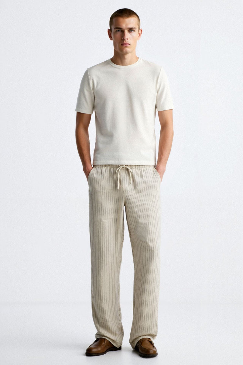 Old Money Breathable Solid Drawstring Linen Pants