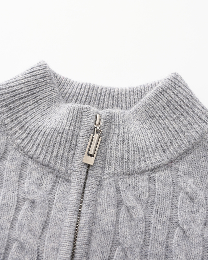 100% Cashmere Tessuto Mezza Zip