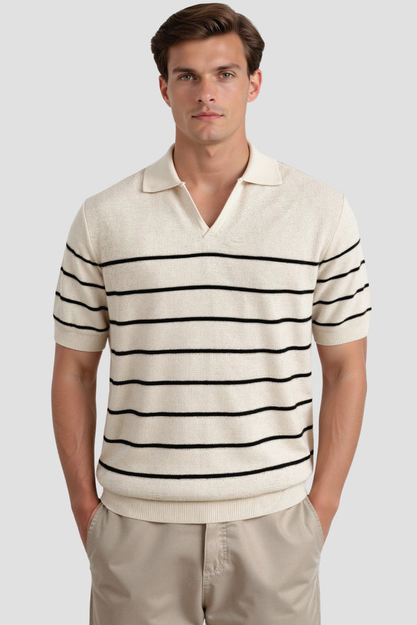 Polo-t-shirt a maniche corte in maglia elasticizzata Old Money Casual