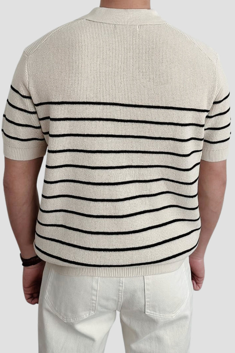 Old Money Casual Short Sleeve Knitted High Stretch Polo T-Shirt